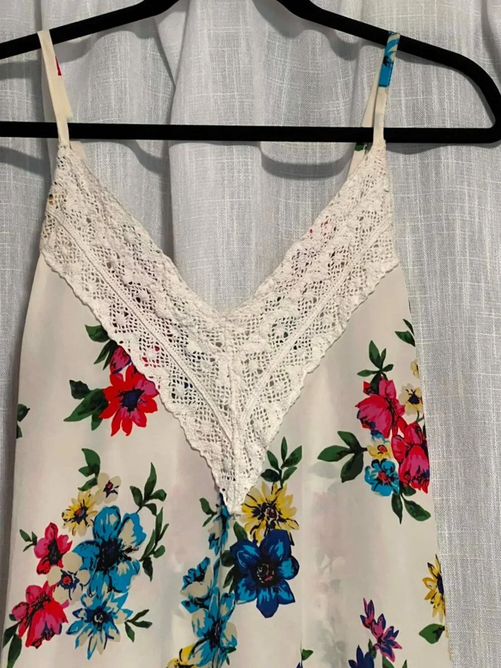 Honeylee Floral Print Slip Lace Trim Jewel Tone Size M